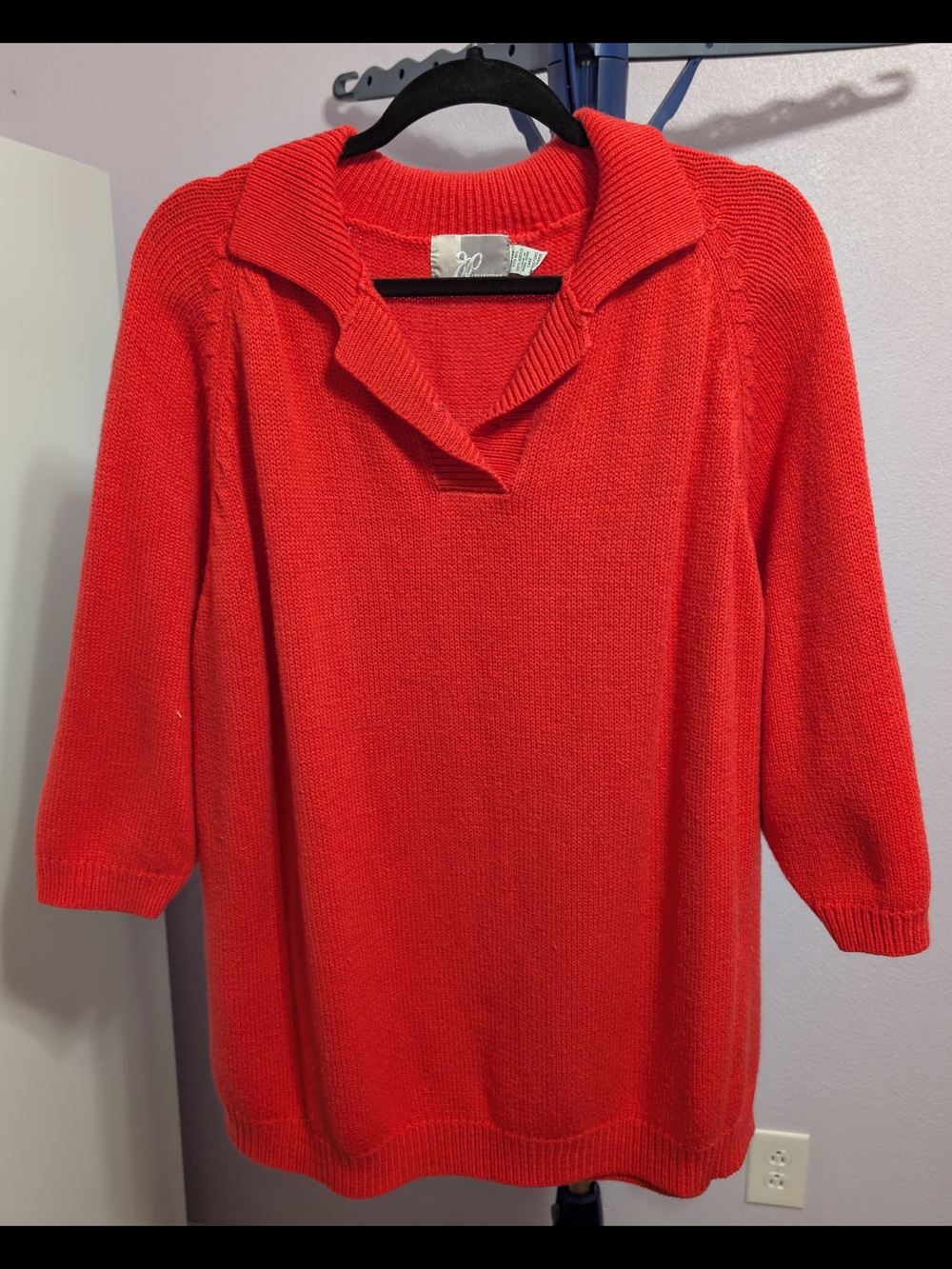 JS Collections Red V-Neck Collared Sweater